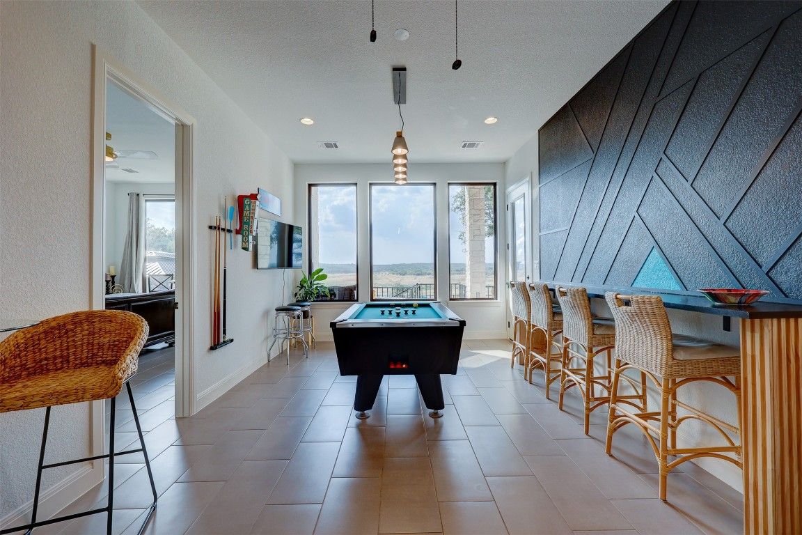 Billiard Table, Game Room, Interior, Pendant Lights, Recessed Lighting