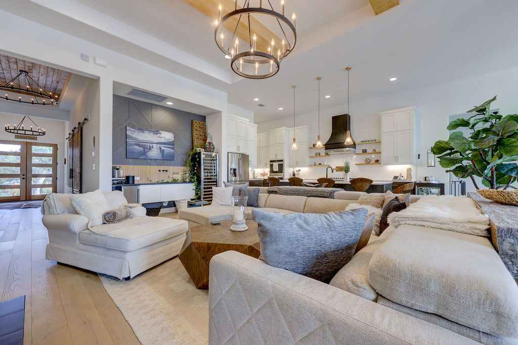 Interior, Kitchen, Living room, Pendant Lights, Recessed Lighting, Stainless Steel Appliances, Wood Texture Flooring