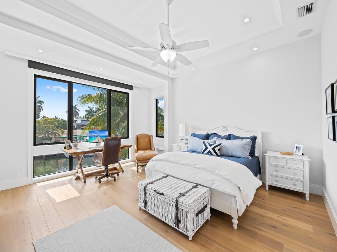 Bedroom, Home Office, Interior, Recessed Lighting, Wood Texture Flooring