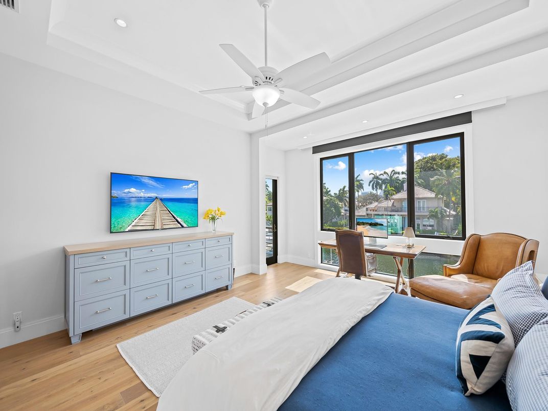 Bedroom, Home Office, Interior, Recessed Lighting, Wood Texture Flooring