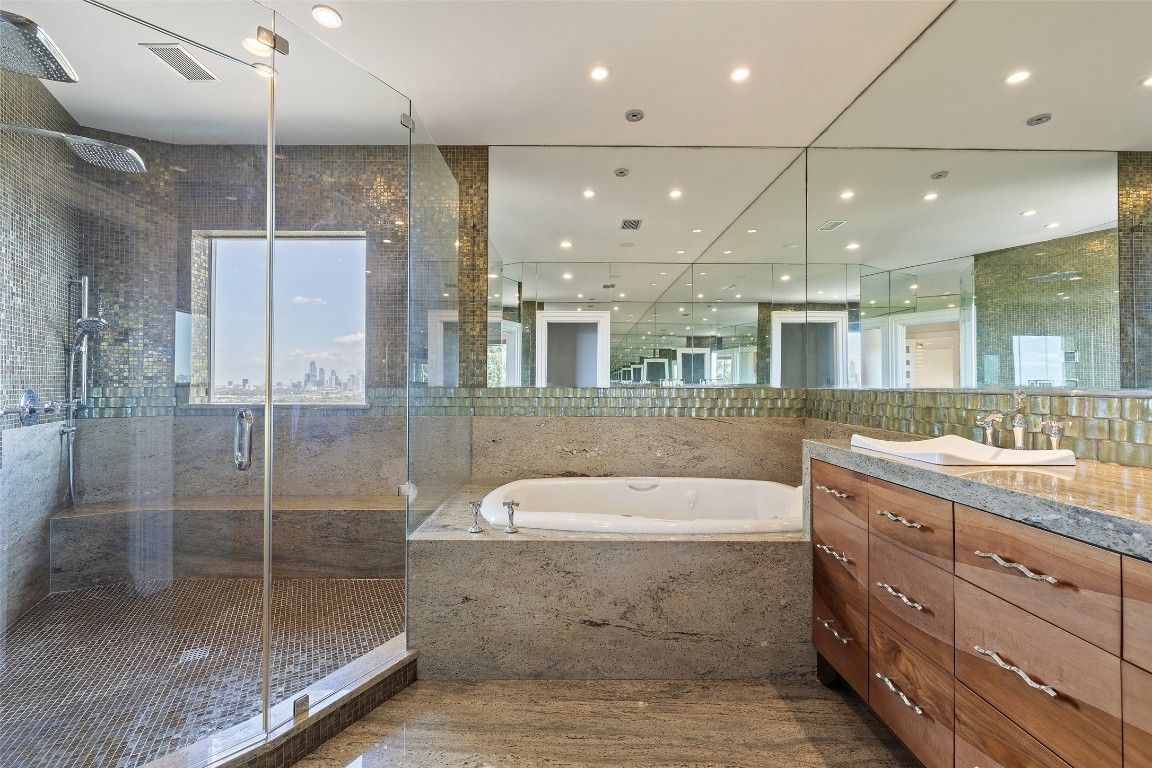 Bathroom, Glass Shower, Interior, Recessed Lighting