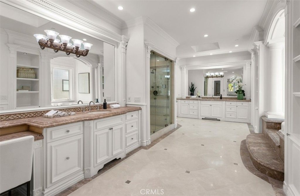 Bathroom, Dual Sink Vanities, Glass Shower, Interior, Recessed Lighting
