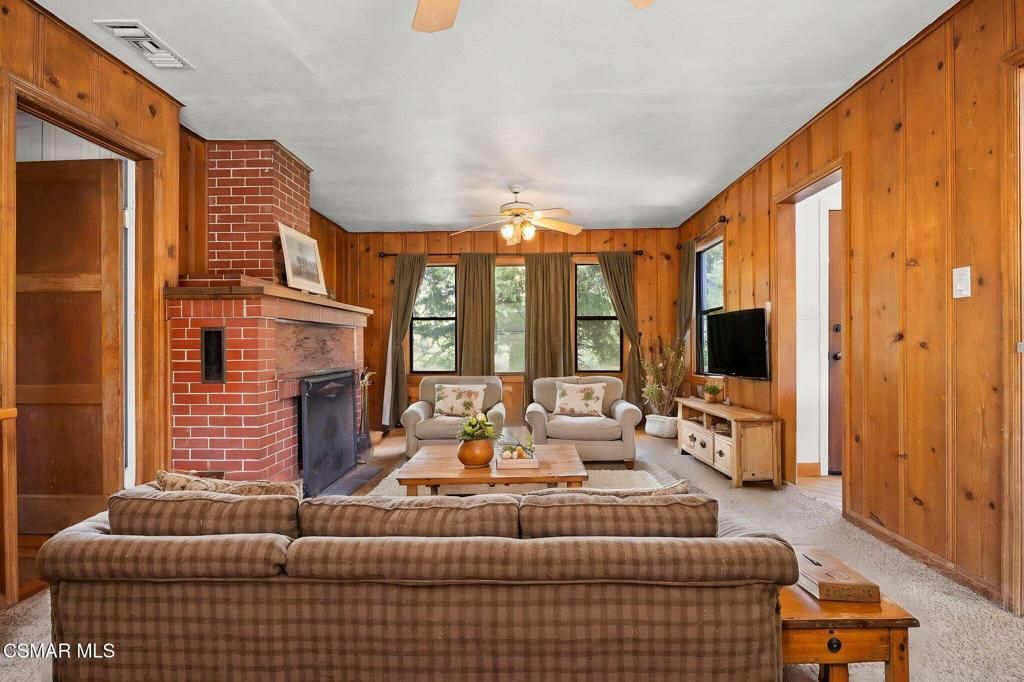 Fireplace, Interior, Living room, Stone Walls, Wooden Walls
