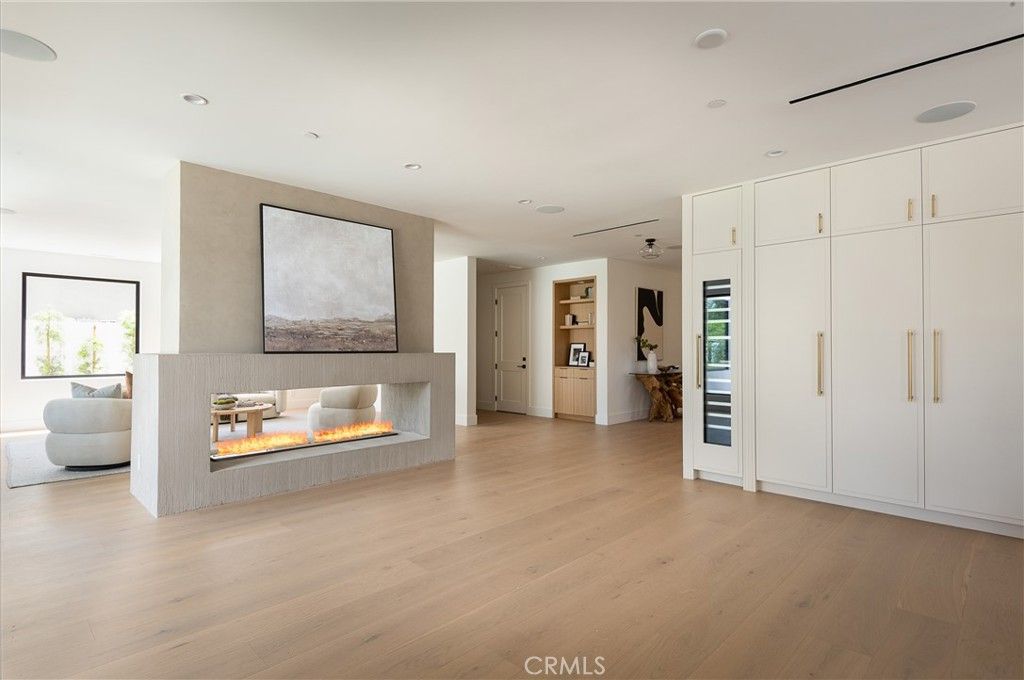 Fireplace, Interior, Recessed Lighting, Wood Texture Flooring