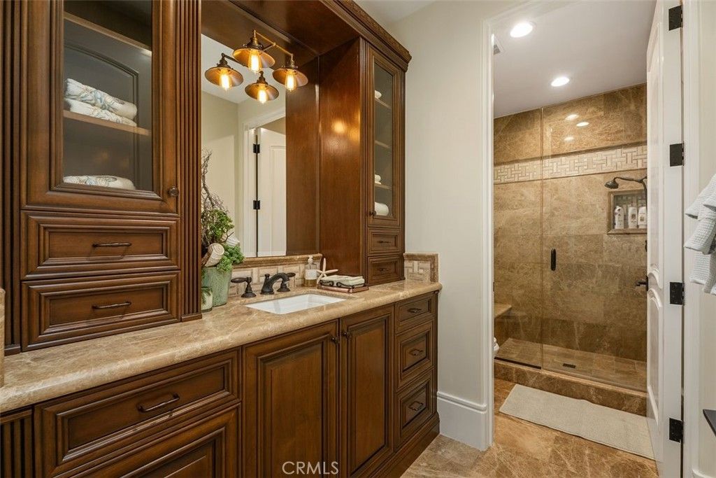Bathroom, Glass Shower, Interior, Recessed Lighting