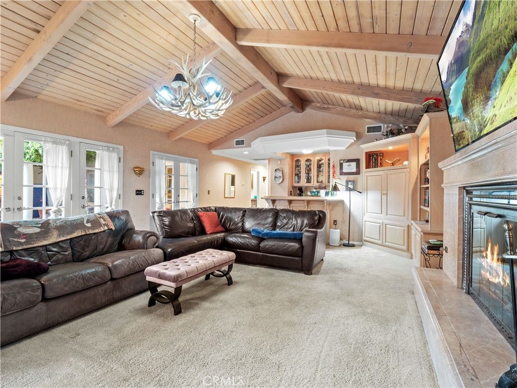 Fireplace, Interior, Living room, Pendant Lights, Wooden Beams, Wooden Ceilings