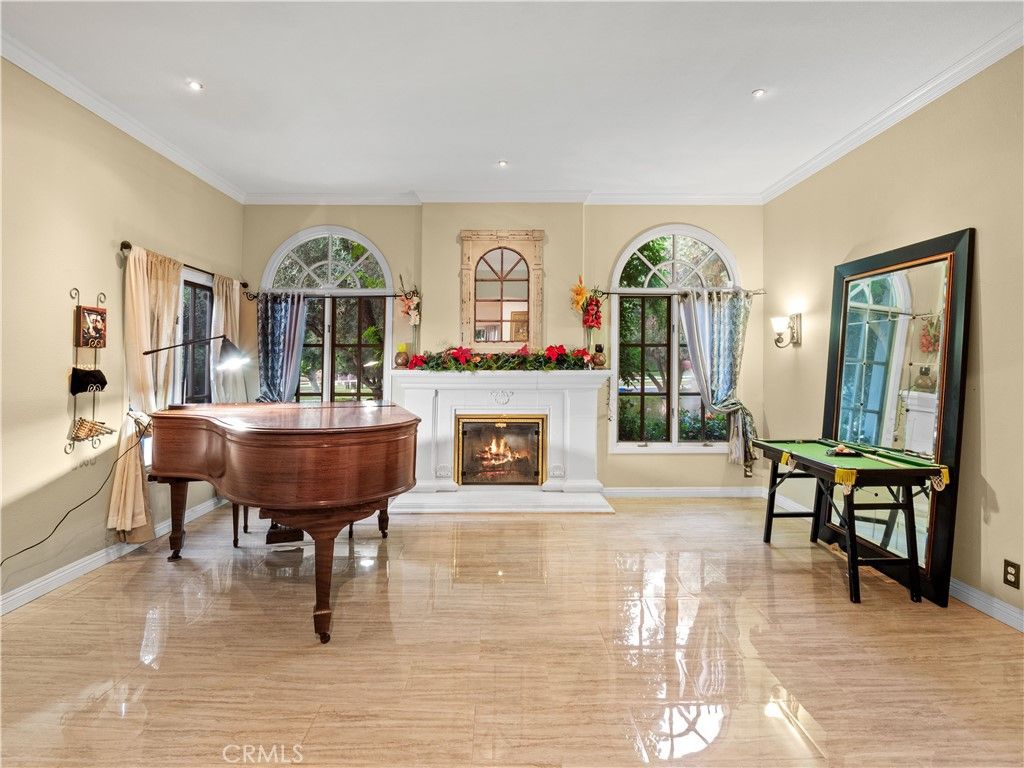 Billiard Table, Fireplace, Game Room, Interior, Piano, Recessed Lighting