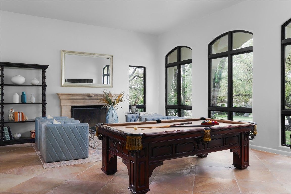 Billiard Table, Fireplace, Game Room, Interior