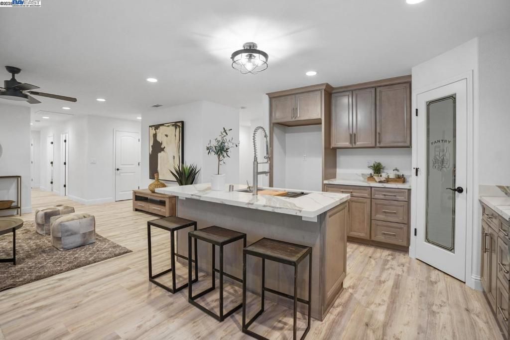 Interior, Kitchen, Recessed Lighting, Wood Texture Flooring