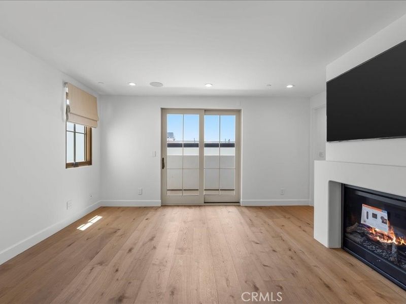 Empty room, Fireplace, Interior, Recessed Lighting, Wood Texture Flooring