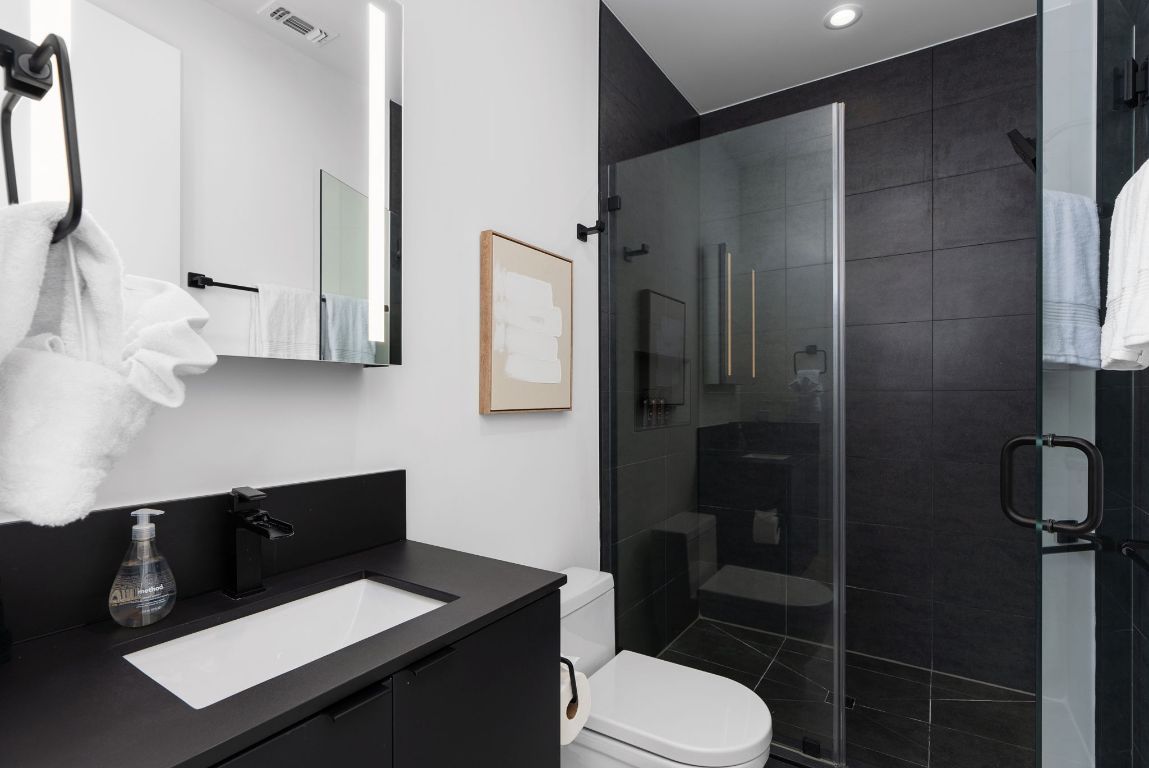 Bathroom, Glass Shower, Interior, Recessed Lighting