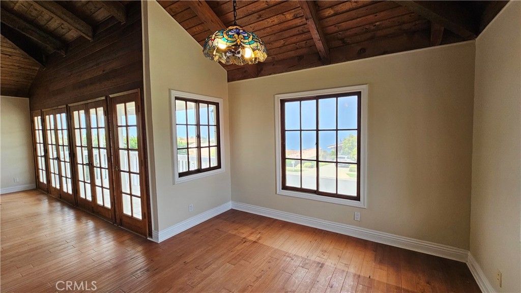 Chandelier, Empty room, Interior, Pendant Lights, Wooden Beams, Wooden Ceilings, Wood Texture Flooring, Wooden Walls
