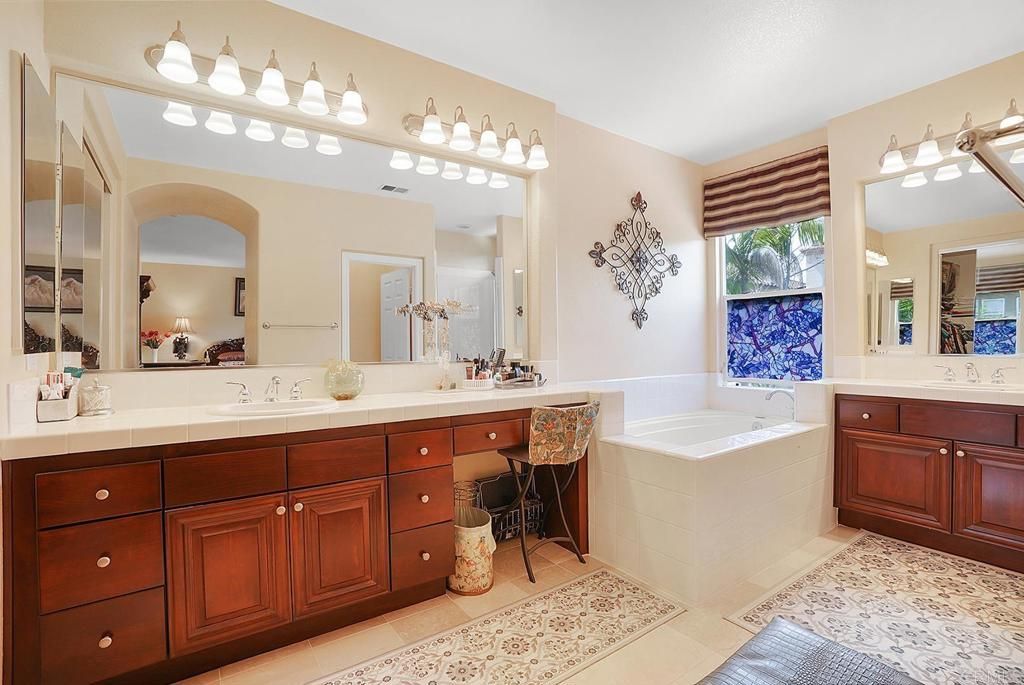 Bathroom, Dual Sink Vanities, Interior, Tile Countertops