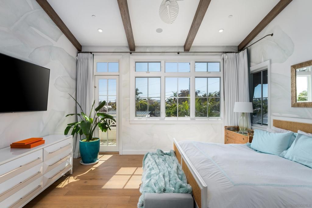 Bedroom, Interior, Recessed Lighting, Wooden Beams, Wood Texture Flooring