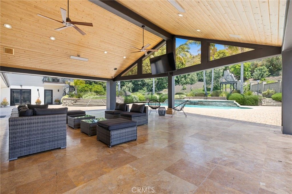 Exterior, Pool, Recessed Lighting, Wooden Ceilings