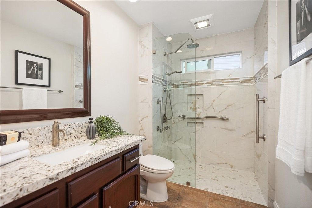 Bathroom, Glass Shower, Interior, Marble Walls, Recessed Lighting