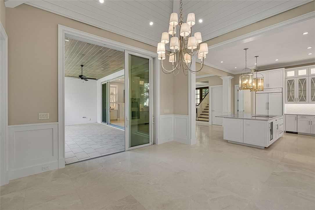 Chandelier, Empty room, Interior, Kitchen, Pendant Lights, Recessed Lighting