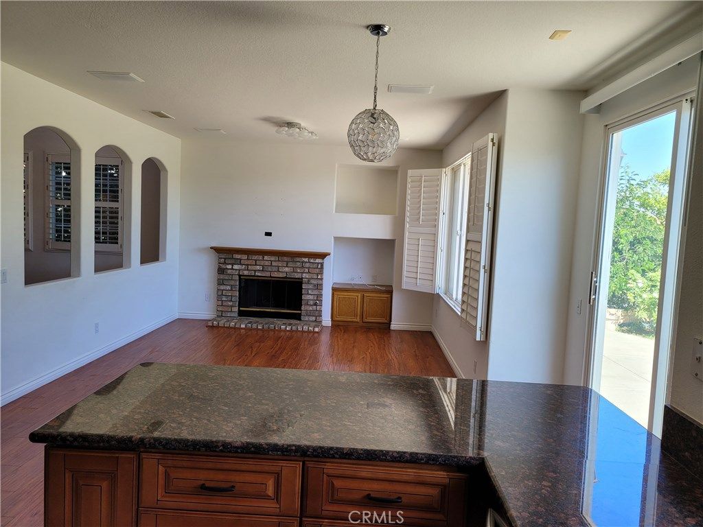 Fireplace, Interior, Pendant Lights, Wood Texture Flooring