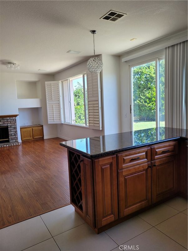 Chandelier, Empty room, Fireplace, Interior, Pendant Lights, Wood Texture Flooring