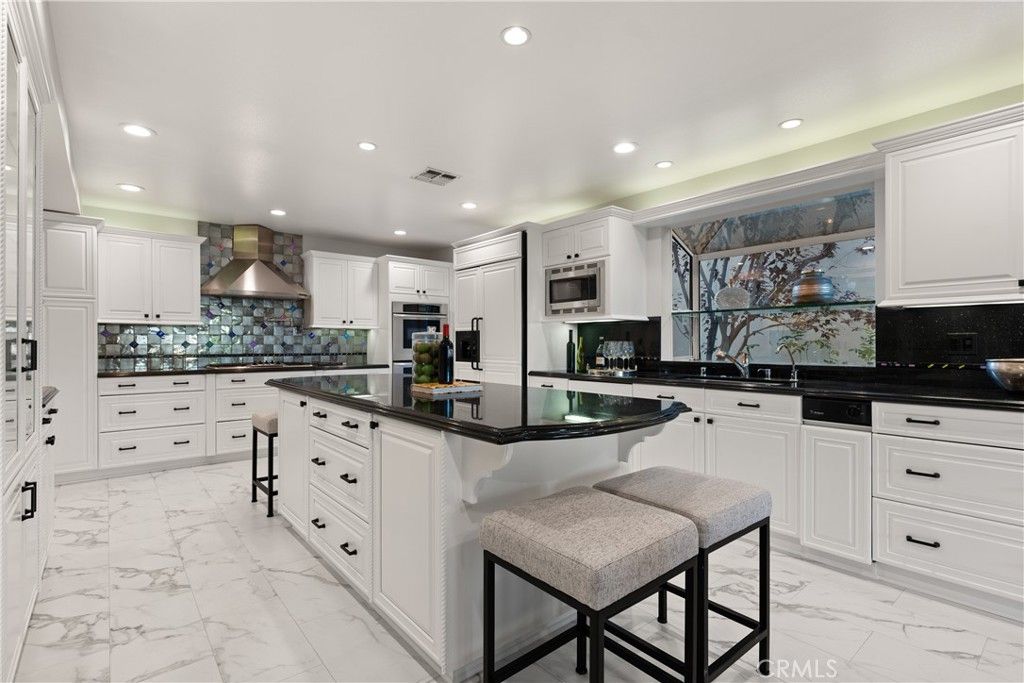 Interior, Kitchen, Marble, Recessed Lighting, Stainless Steel Appliances
