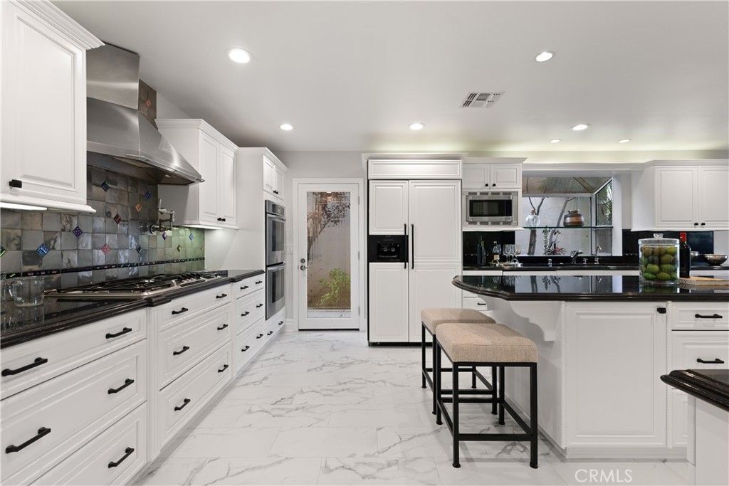 Interior, Kitchen, Marble, Recessed Lighting, Stainless Steel Appliances