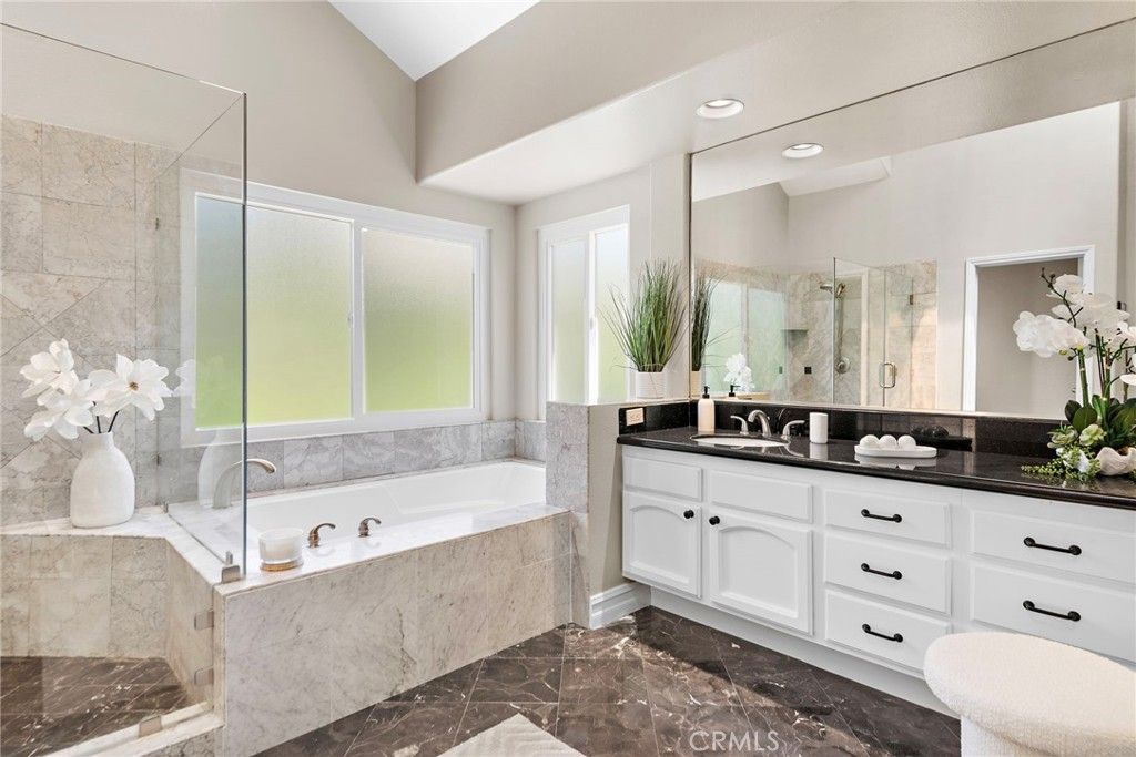 Bathroom, Dual Sink Vanities, Glass Shower, Interior, Recessed Lighting