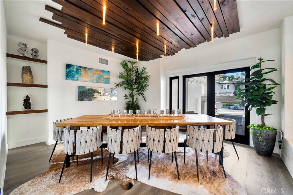 Dining room, Interior, Wooden Ceilings, Wood Texture Flooring