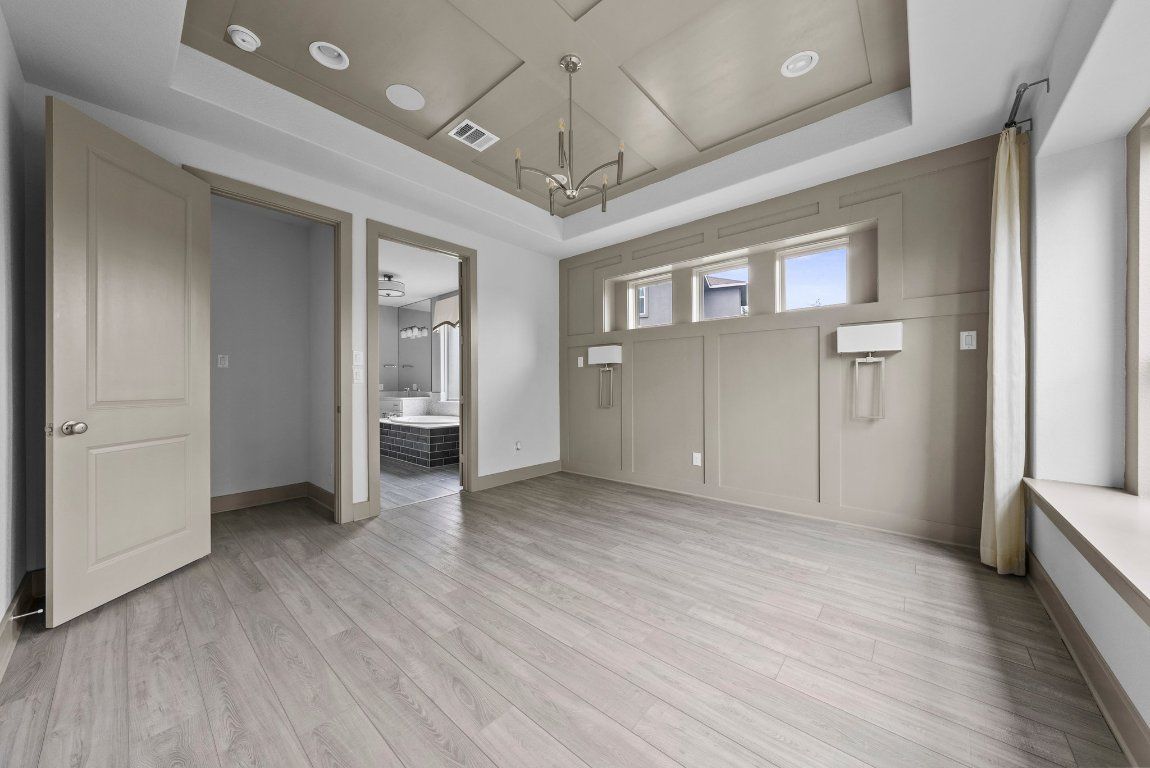 Bathroom, Empty room, Interior, Recessed Lighting, Wood Texture Flooring