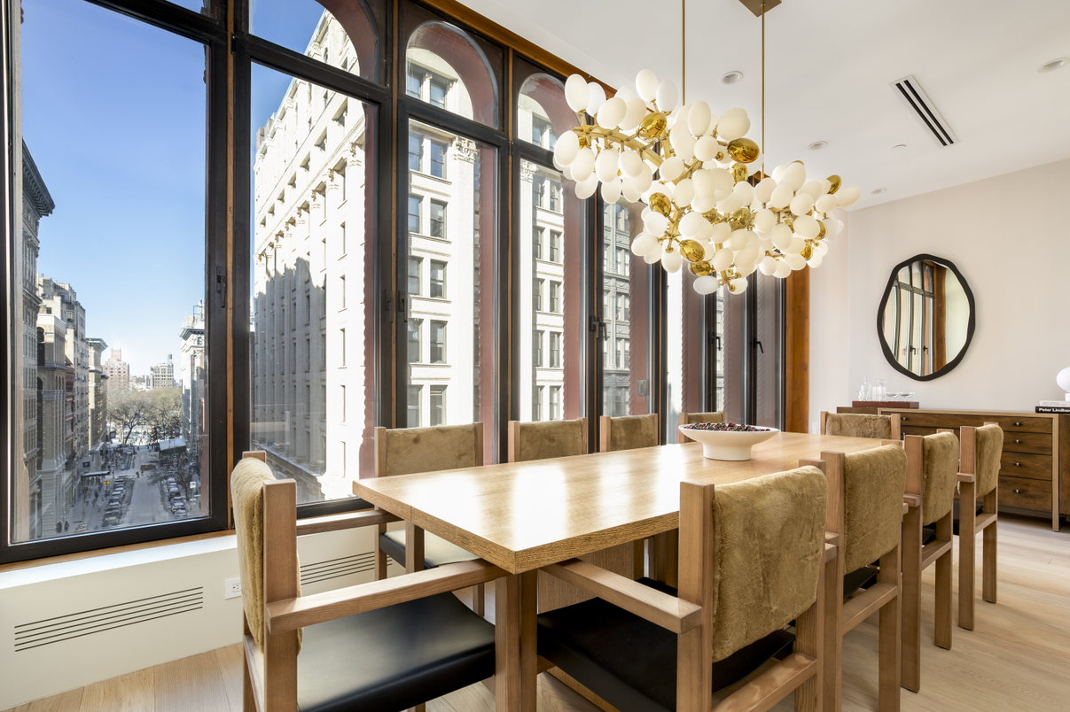 Chandelier, Dining room, Interior, Pendant Lights, Recessed Lighting, Wood Texture Flooring