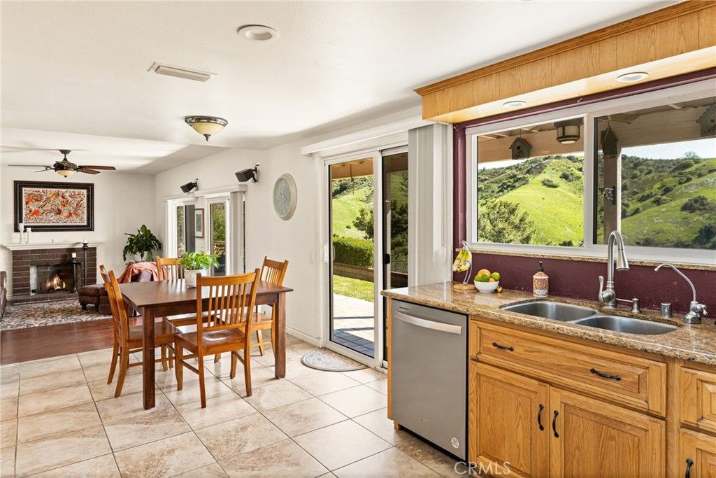 Dining room, Fireplace, Interior, Kitchen, Recessed Lighting