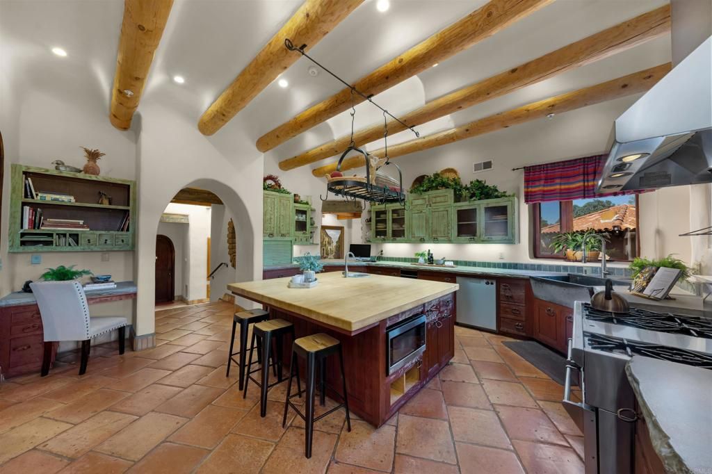 Interior, Kitchen, Pendant Lights, Recessed Lighting, Stainless Steel Appliances, Wooden Beams