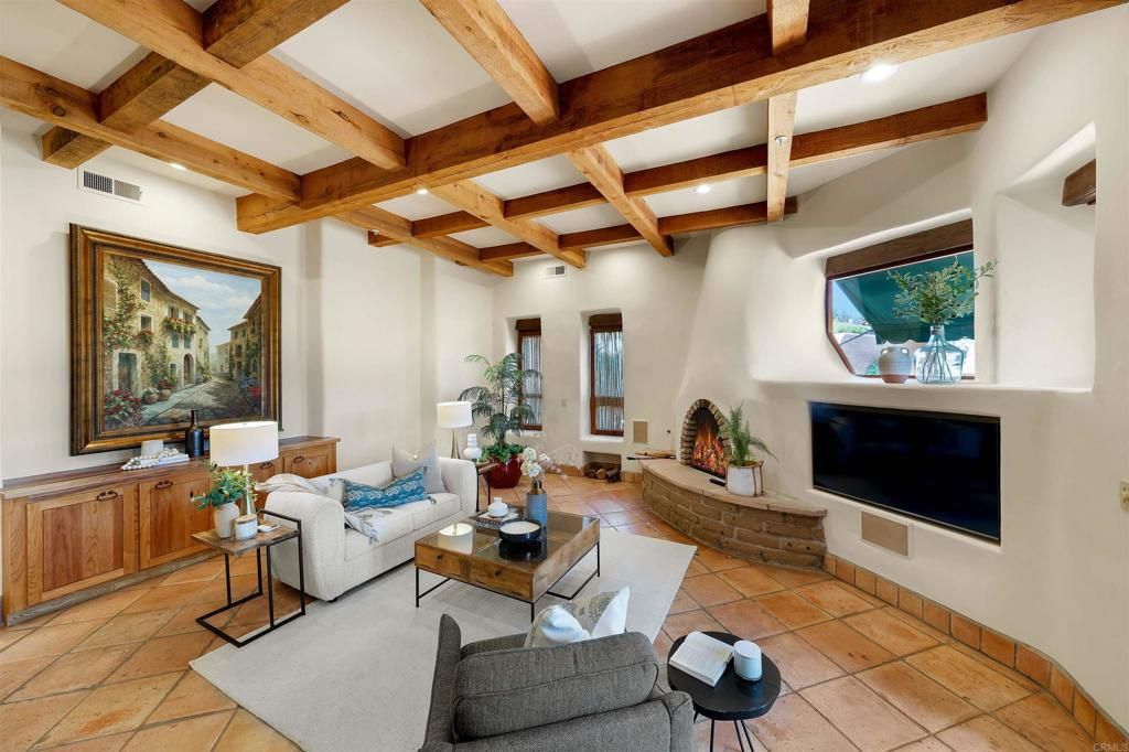 Interior, Living room, Recessed Lighting, Wooden Beams