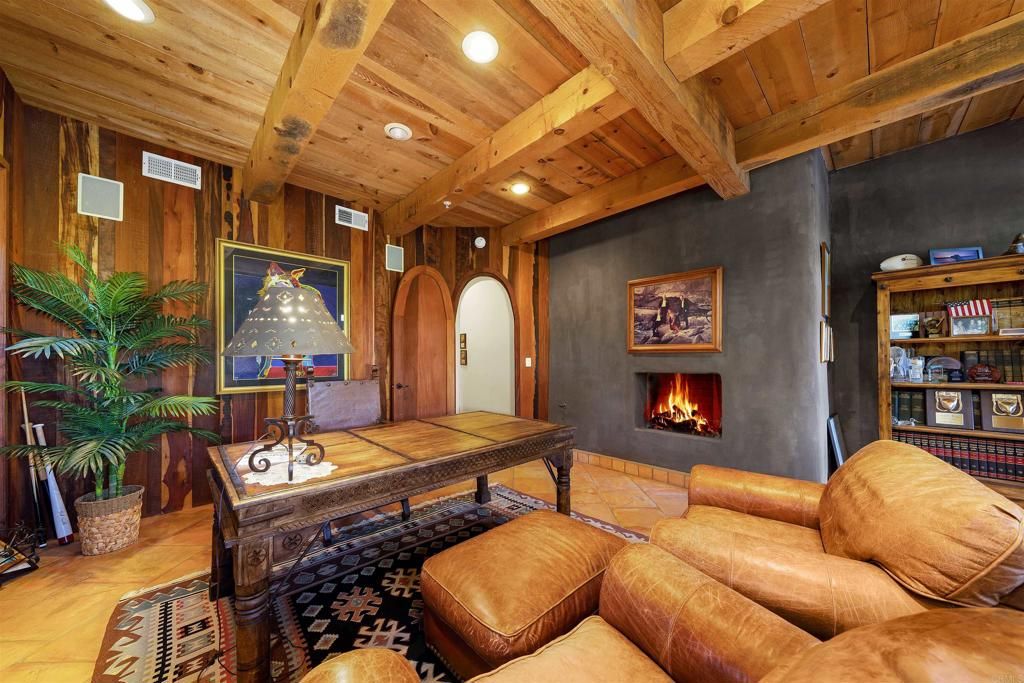 Fireplace, Interior, Living room, Recessed Lighting, Wooden Beams, Wooden Ceilings, Wooden Walls
