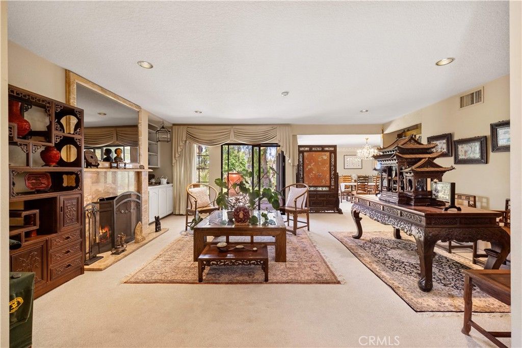 Chandelier, Fireplace, Interior, Living room, Recessed Lighting