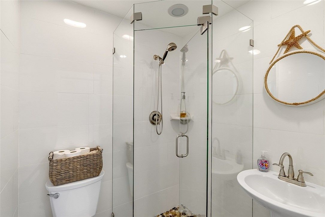 Bathroom, Glass Shower, Interior, Recessed Lighting