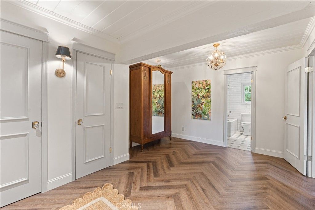 Bathroom, Chandelier, Interior, Wood Texture Flooring