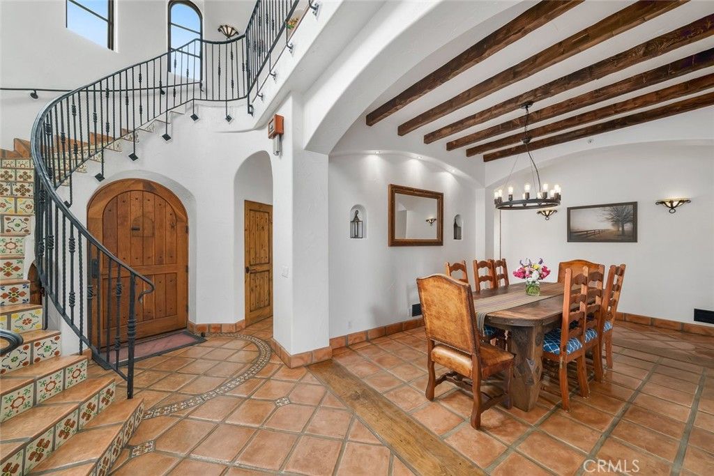 Chandelier, Dining room, Interior, Wooden Beams