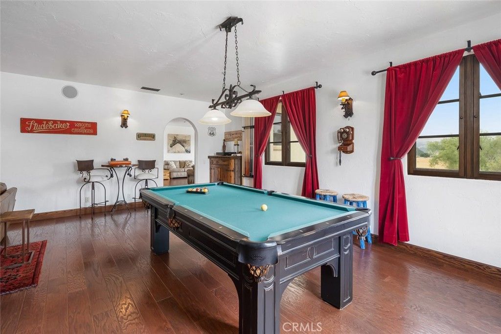 Billiard Table, Game Room, Interior, Pendant Lights, Wood Texture Flooring