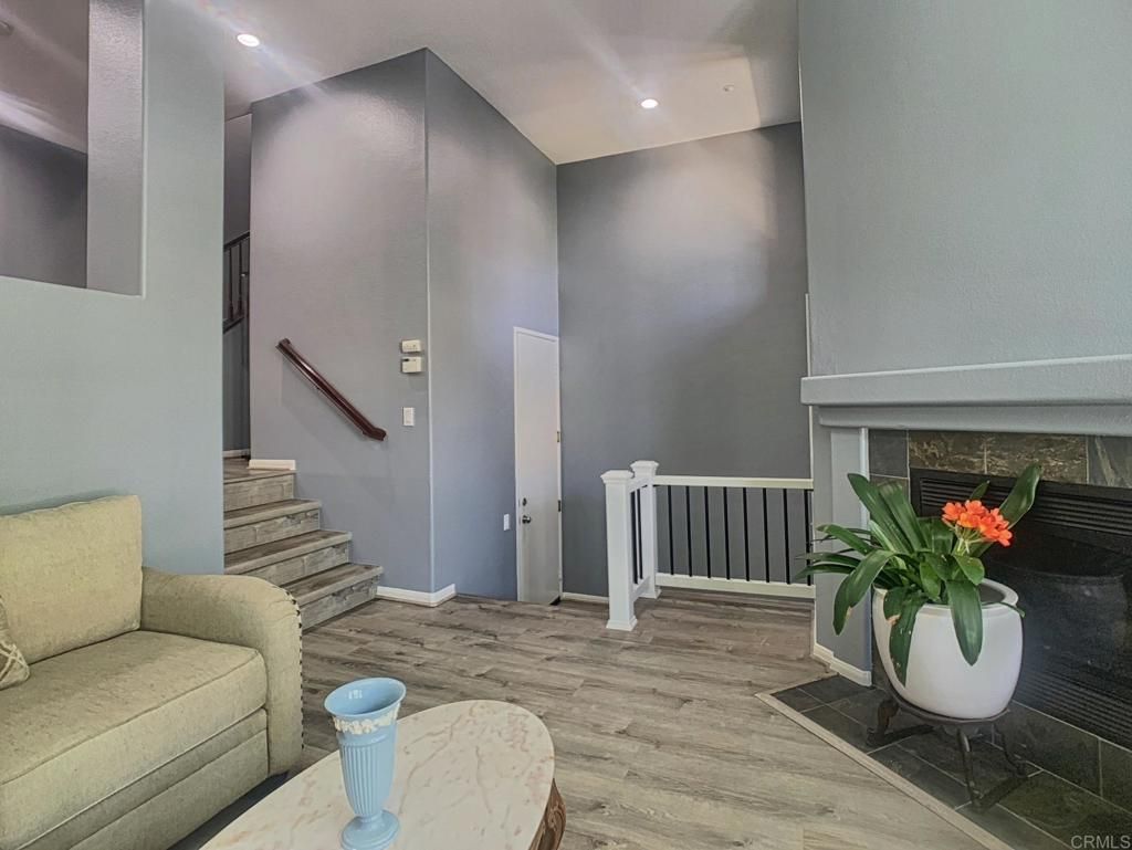 Fireplace, Interior, Recessed Lighting, Wood Texture Flooring