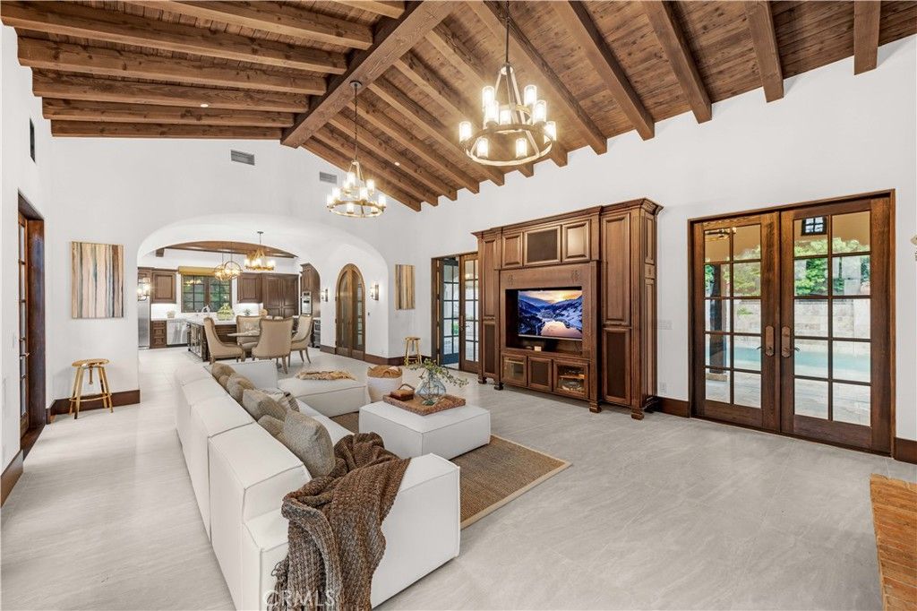 Chandelier, Dining room, Interior, Living room, Pendant Lights, Wooden Beams, Wooden Ceilings