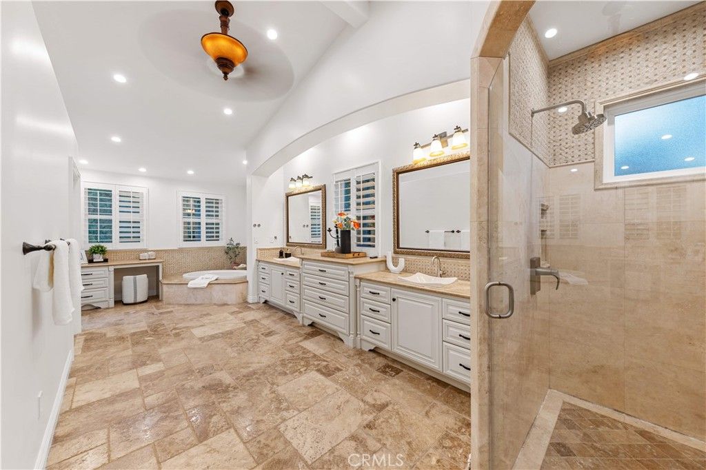Bathroom, Dual Sink Vanities, Glass Shower, Interior, Recessed Lighting