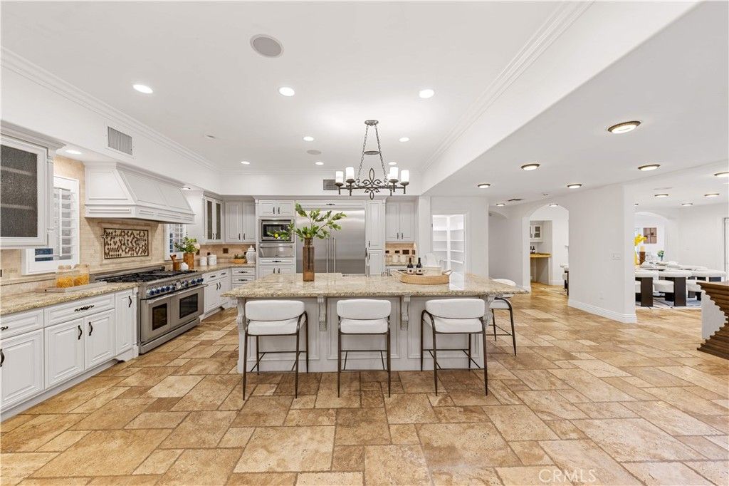 Chandelier, Interior, Kitchen, Pendant Lights, Recessed Lighting, Stainless Steel Appliances