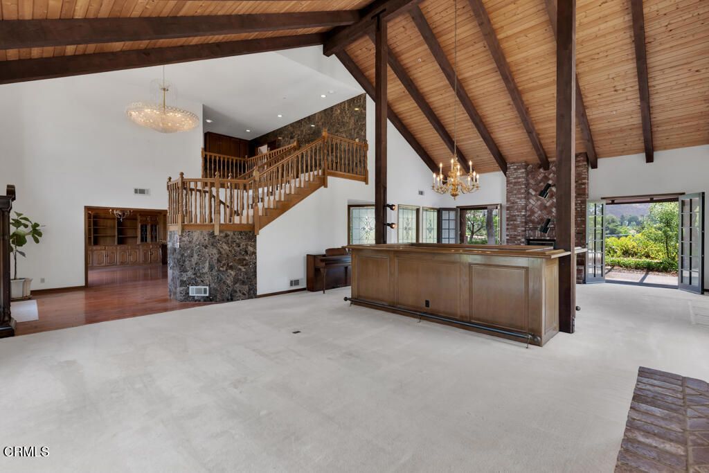 Chandelier, Fireplace, Interior, Wooden Beams, Wooden Ceilings