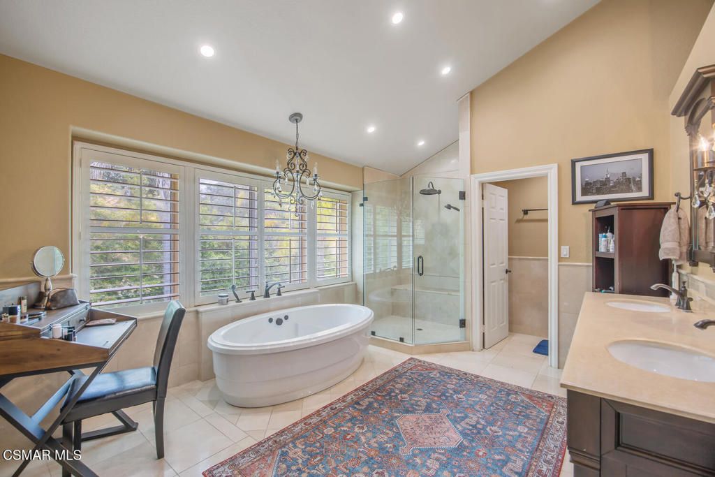 Bathroom, Dual Sink Vanities, Free Standing Baths, Glass Shower, Interior, Recessed Lighting