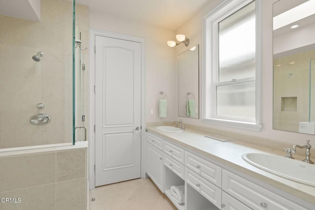 Bathroom, Dual Sink Vanities, Glass Shower, Interior, Recessed Lighting