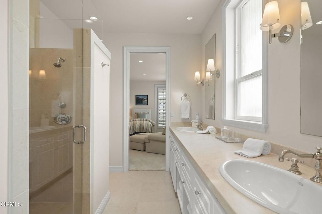 Bathroom, Dual Sink Vanities, Glass Shower, Interior, Recessed Lighting