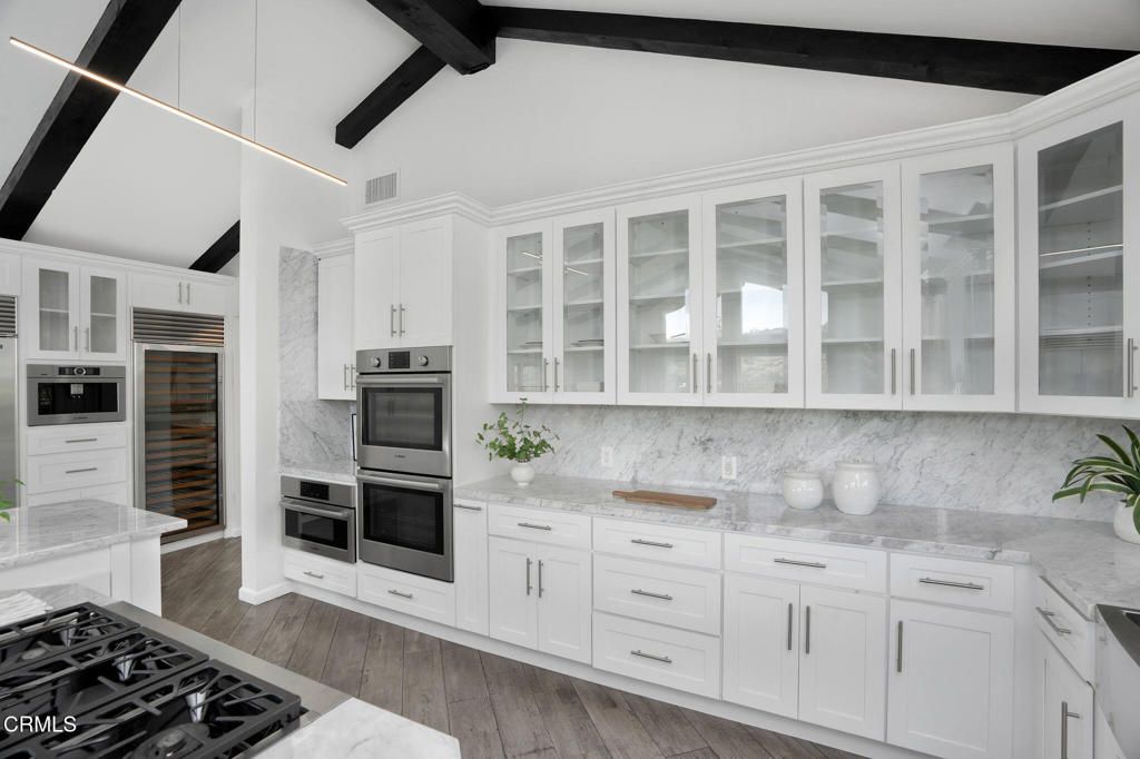 Interior, Kitchen, Stainless Steel Appliances, Wooden Beams, Wood Texture Flooring