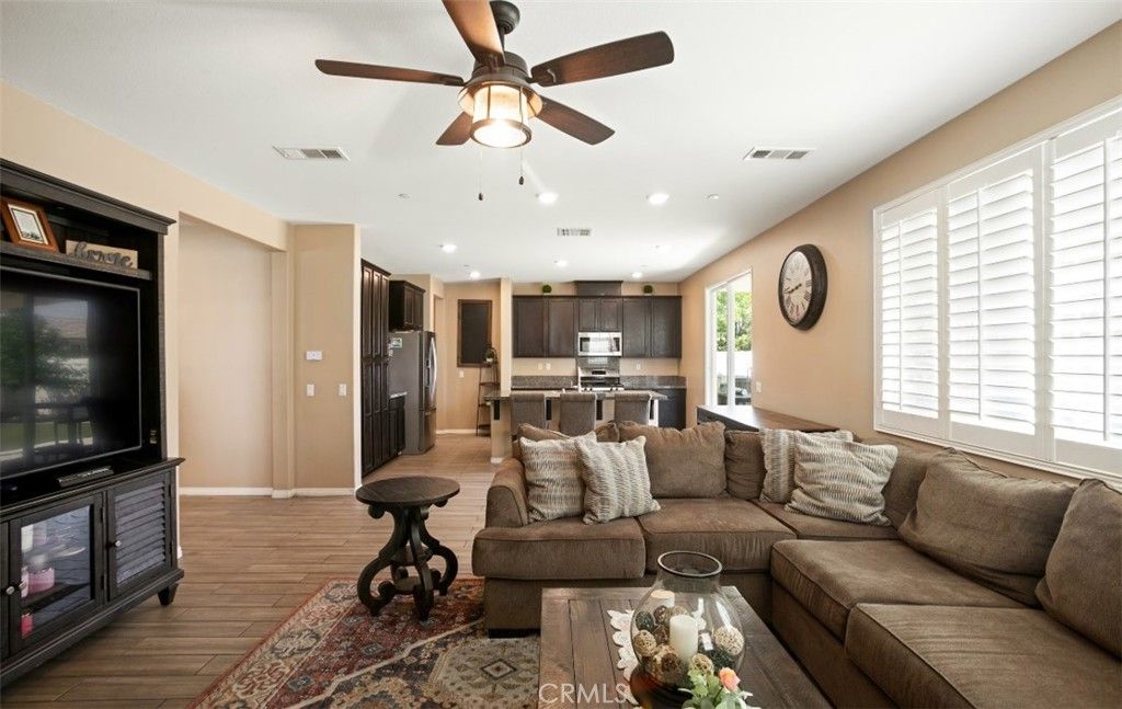 Interior, Kitchen, Living room, Recessed Lighting, Stainless Steel Appliances, Wood Texture Flooring