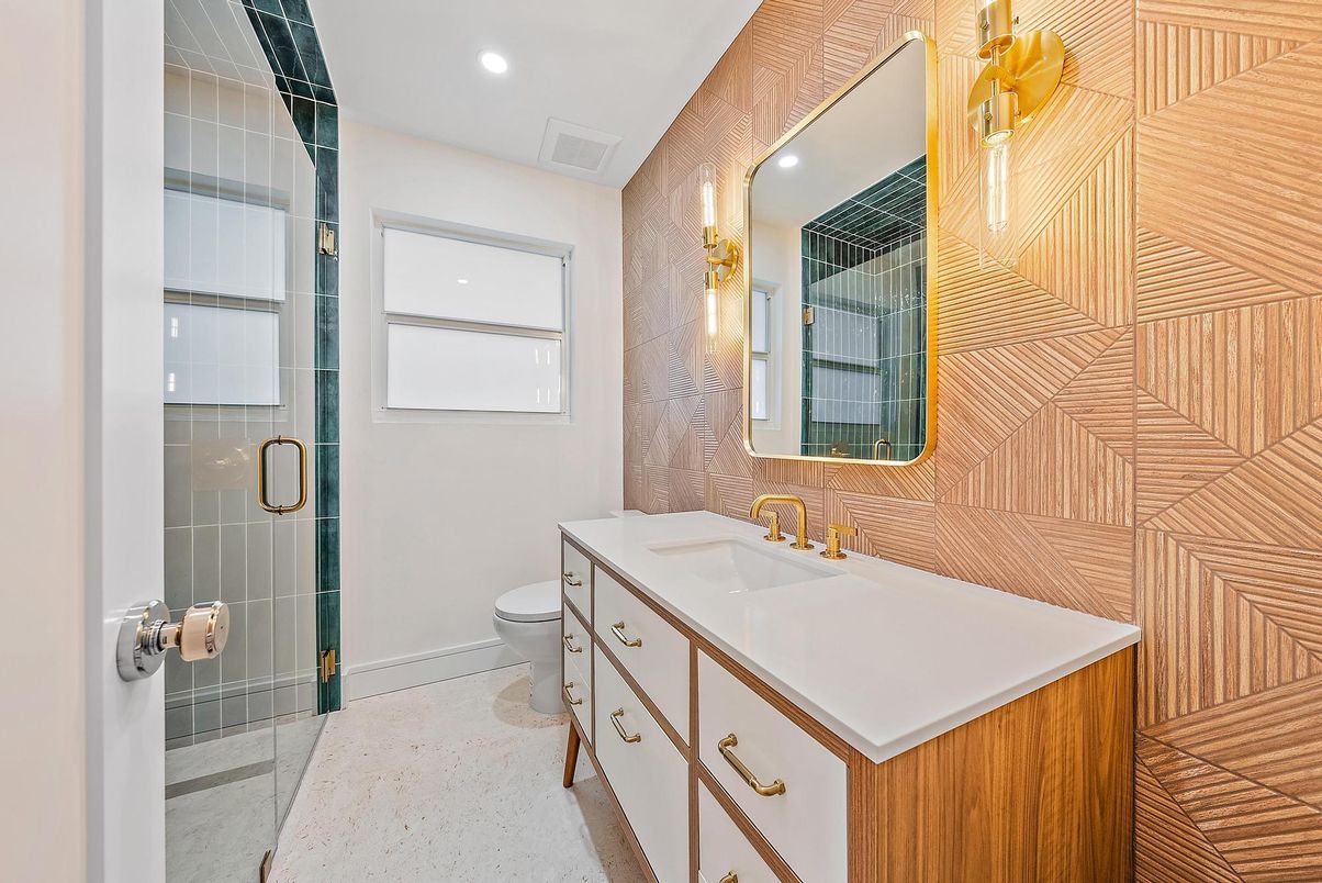 Bathroom, Glass Shower, Interior, Recessed Lighting