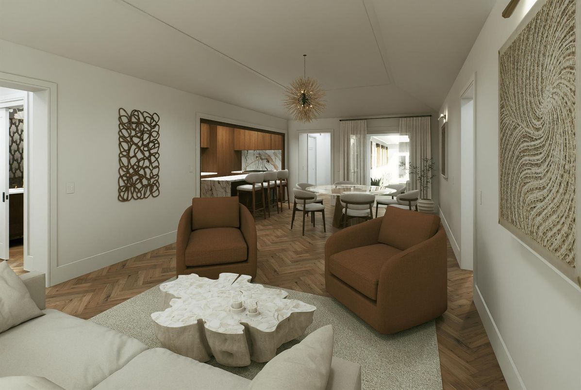 Dining room, Interior, Living room, Pendant Lights, Wood Texture Flooring